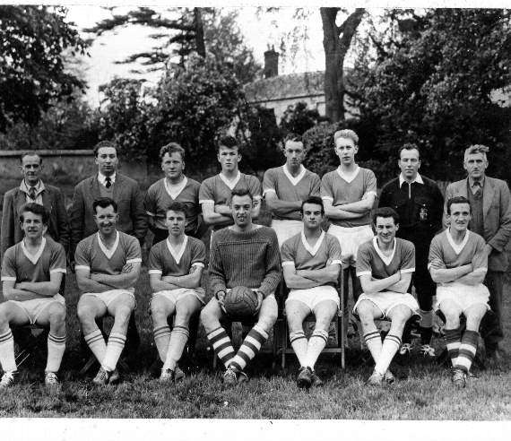 Crediton United at Newcombes Meadow in 1961, back row, from left, Harry Elston, Pat Head, ? , Chris Gillard, Mike Mathews, Mike Mills, Refereee , ? And front row, John Hurst, Ron Stevens, John Gillard, Colin Clark, Ian Grinney Alan Matten and Leo Coles.