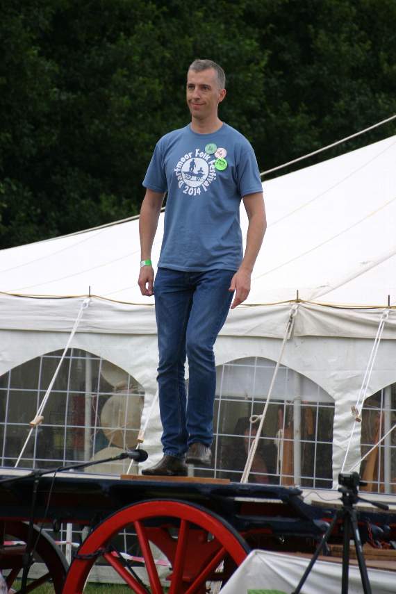Jason Rice, Step Dancing on the wagon at the Dartmoor Folk Festival in 2014.