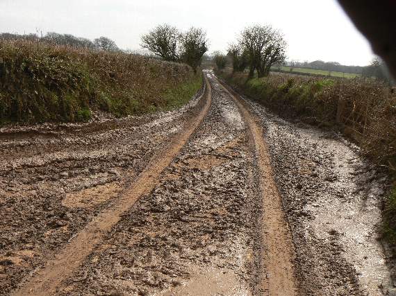 Muck on country roads caused by vehicles carrying liquid digestate to Anerobic Digesters. Photos: Devon CPRE