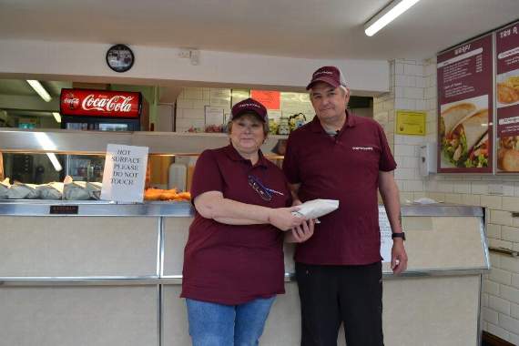 Karen and Nicholas Pantling of Chef’s Choice have been thanked for sponsoring the last Age Concern Crediton fish and chips delivery.