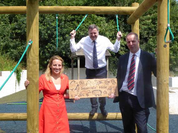 Lapford Community Primary School Headteacher Claire Wilmott with Mel Stride MP, centre and right, Mike Johnson, Executive Headteacher, right, during a recent visit to Lapford Community Primary School.