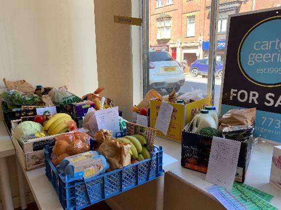 Food orders ready for delivery to Yeoford in March 2020. AQ 8463