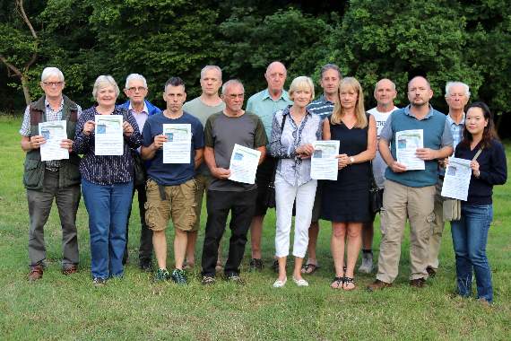 Some of the members of the Higher Road Action Group, which was formed to oppose the planning application for 65 homes off Higher Road, Crediton, pictured in July 2018. AQ 2953