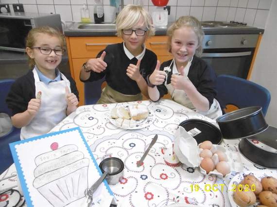 The children who entered the front/back cover competition with copies of ‘The South Tawton Lockdown Recipe Collection’.
