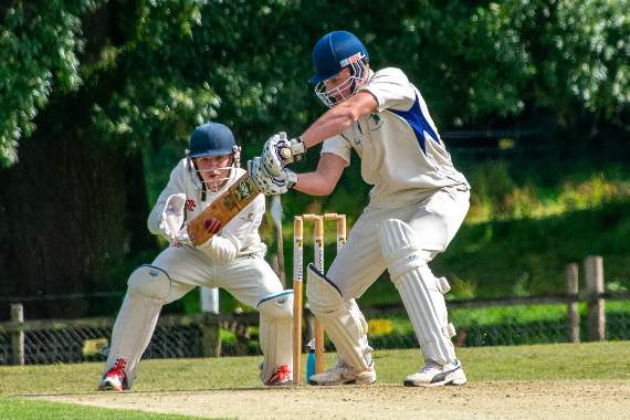 Jem Fawsett batting at Sandford Cricket Club.