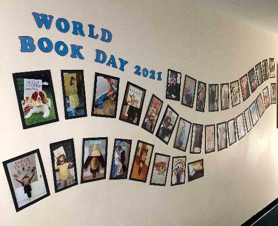 Taking part in the Book Faces competition at Copplestone Primary School.