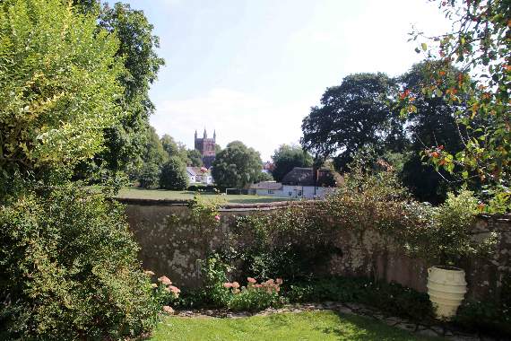 The view of Crediton Parish Church from White Cottage. AQ 3541