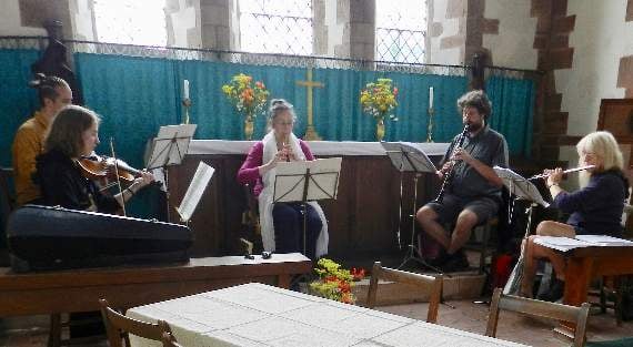 The group of instrumentalists, from the West Gallery Quire, who provided music throughout the afternoon at St Lawrence Chapel Open Afternoon. NP 070821 03