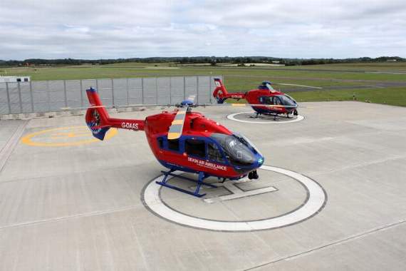 Both Devon Air Ambulances, pictured, and two others attended to assist at the scene.