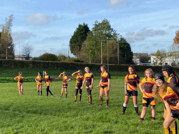 Crediton Under 13 Girls line up in good spirits prior to their exertions in South Molton.