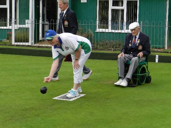 Bowls Devon Ladies President, Christine Marshall playing five ends of bowls at Crediton Bowling Club. NP 050821 04