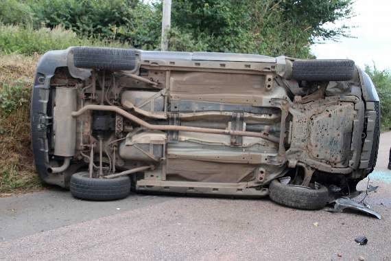 The vehicle on its side. AQ 3807