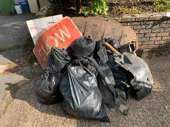 The pile of rubbish collected by the Posbury Wombles.