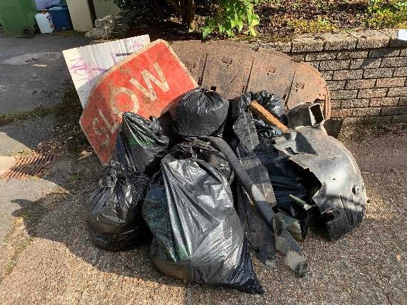 The pile of rubbish collected by the Posbury Wombles.