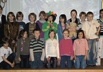 Pupils follow pied piper onto the stage