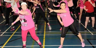 Zumba dancers in the pink