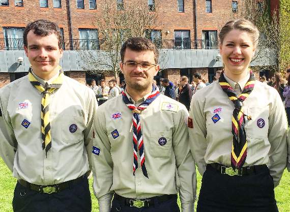 Alton Scouts Christopher Hughes (far left), Luke Gavin and Lizzie Harvey