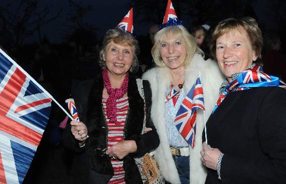 Olive Flemming, Gina Van Dyke and Carol Stacey were all dressed in patriotic colours for the big birthday bash