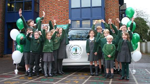 Bentley Primary School pupils with the new Mini Cooper