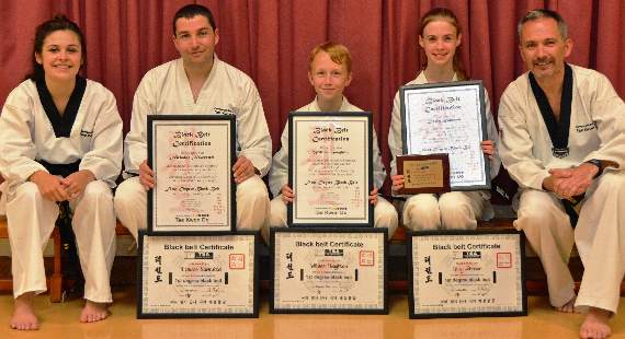 Nick Nawrattel, Will Houghton and Daisy Johnson flanked by their instructors Evie and Tim Ayres-Townshend