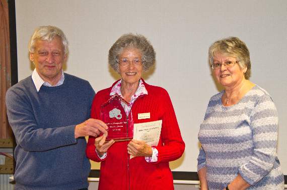 Left-right: Walter Benzie, Jim Henson Trophy winner Kathleen Bird and judge Carol Speight
