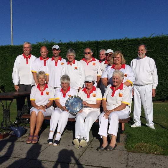 Alton Social's squad of players with the Mixed Top Club championship trophy.