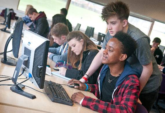 Niklas Vangerow (front) with other A-Level computing students at Alton College
