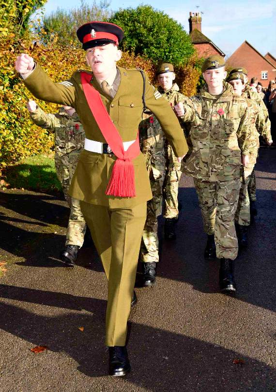 Surrey Army Cadet Force members in the parade from the church to Haslemere War Memorial