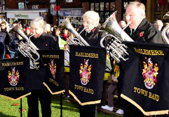 Haslemere Town Band’s music added to the solemn tone of the town centre parade