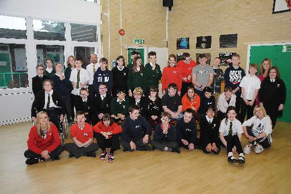 Abbey School headteacher Nathan Aspinall, Erika Lindsey-Clark and Keeley and Stacey Catt of the Keeley Catt Dance Company
