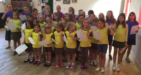 Medstead and Four Marks Guides and Brownies recording their song Save our Sports