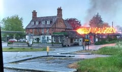 Fire drama behind A31 pub