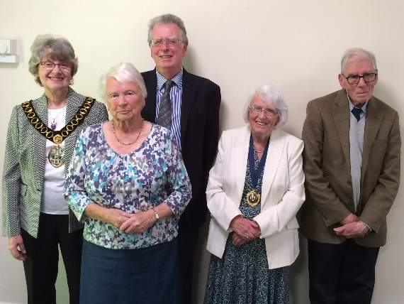 District council chairman Lynn Evans, president of the Friends of Petersfield Hospital June Brooks, Friends’ chairman John Granger, Petersfield deputy mayor Hilary Ayer and Friends’ treasurer Jos Steed at the annual meeting