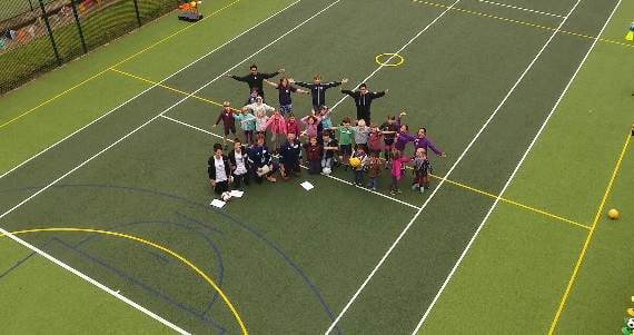 Some of the enthusiastic users of Ropley’s new multi-use games area. Picture courtesy of SeaBlueMedia