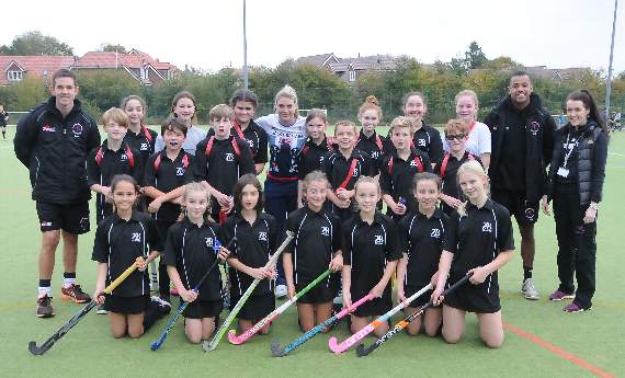 Lily Owsley pictured with Bohunt pupils during her visit to the Liphook school. Picture order no: LD43-95-17