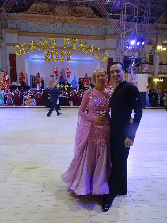 Glynis Watts and teacher Vitor Fernandes at Blackpool