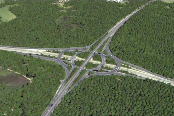 <p>An visual model of how the redeveloped junction between the M25 and A3 at Wisley will look</p>