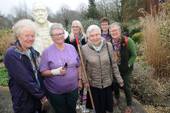 Norma Duke with her fellow gardeners in the hospital garden. Picture order no: AD16-133-18