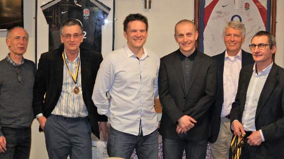 A line-up at the Alton CC dinner: (from left) Charlie Williams, Gary Hodgson, Iain Cotton, Alan Murchison, Mike Hayward and Shaun Blow.