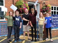 Some of Amery Hill School’s high achievers. Pictured are Marcie Crawford, Sam Seymour, Mr Owain Lewis (progress leader for Year 11), Ben Williams, Lauren Swain and Oliver Isaac