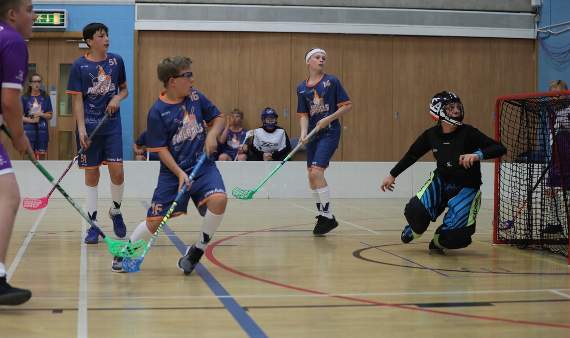 A narrow escape for Farnham Fireballs as a Hawks shot flies just wide.