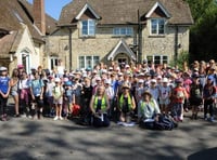 Children and staff about to embark on a four-mile walk. Picture order no: AD28-52-18