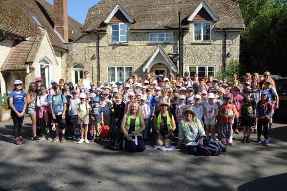 Children and staff about to embark on a four-mile walk. Picture order no: AD28-52-18
