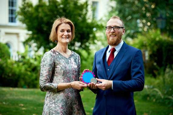 NHS England’s chief allied health professions officer, Suzanne Rastrick, with Marc Berry and his award