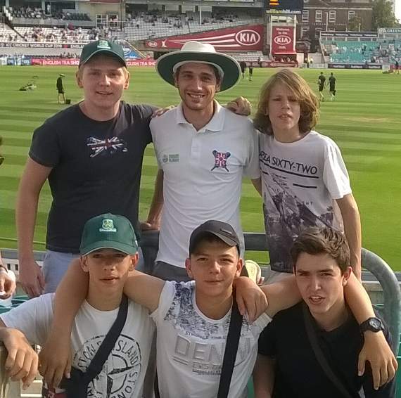 Coach Bogdan Dugic with his young Serbian charges at The Oval. (photo courtesy of Peter Cheeseman)
