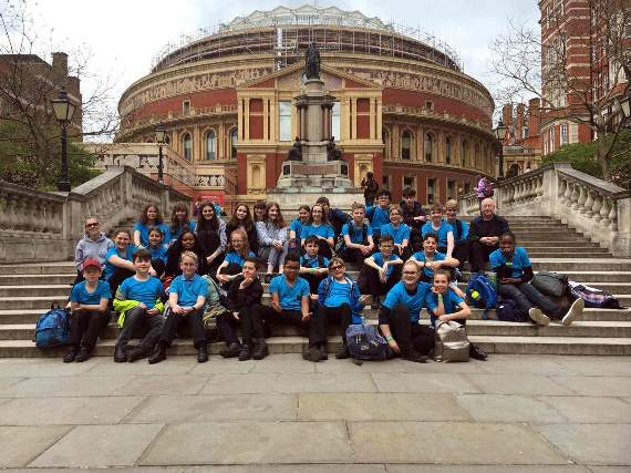Amery Hill School musicians outside the Royal Albert Hall