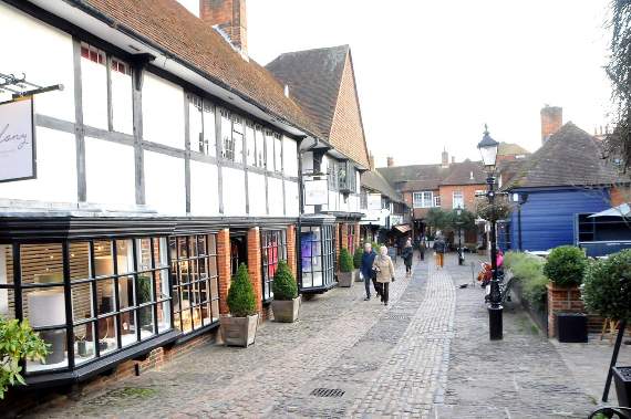 <p>Looking down Lion & Lamb Yard in Farnham</p>