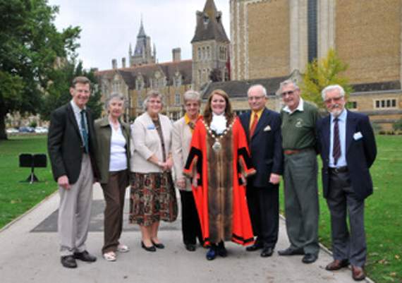 The mayor with representatives of Farnham ASSIST, Friends of Farnham Park, and Disability Alliance Network South West Surrey Picture order no: FD43-170-18
