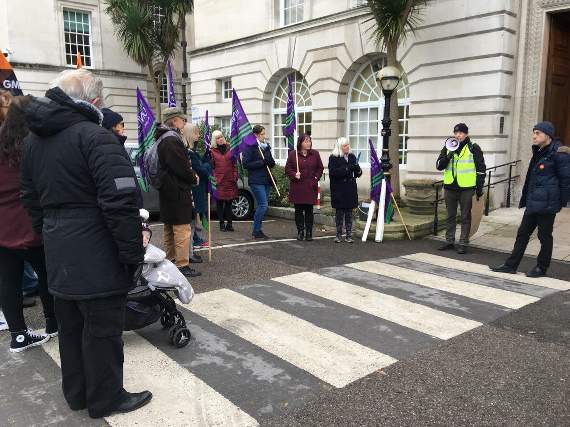 Protestors took their fight directly to County Hall on Tuesday