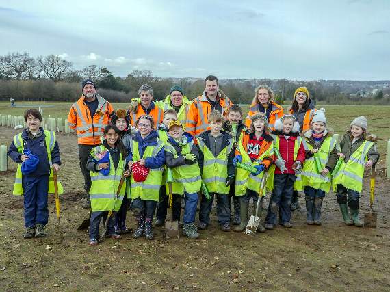 Barfield School pupils helped plant a mix of trees at the former quarry site